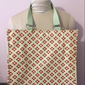 MXX Cream Yellow Flower Green Tote Hangbag NWOT